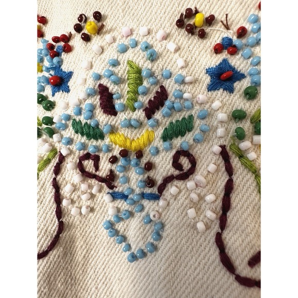 VTG Y2K Jean Denim Trucker Jacket Small Old Navy Retro 90s Beaded Embroidered - Picture 4 of 15